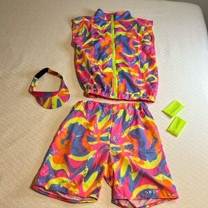 Barbie movie Skating Ken outfit with accessories, neon pink/yellow/blue adult S